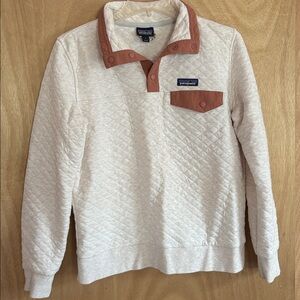 Patagonia Cream and Tan Quilted Pullover